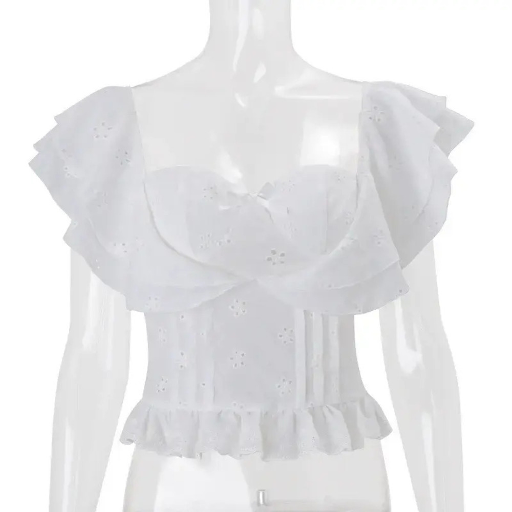 Zara Spring Short Sleeve Ruffle Waist Top - Picture 6 of 6